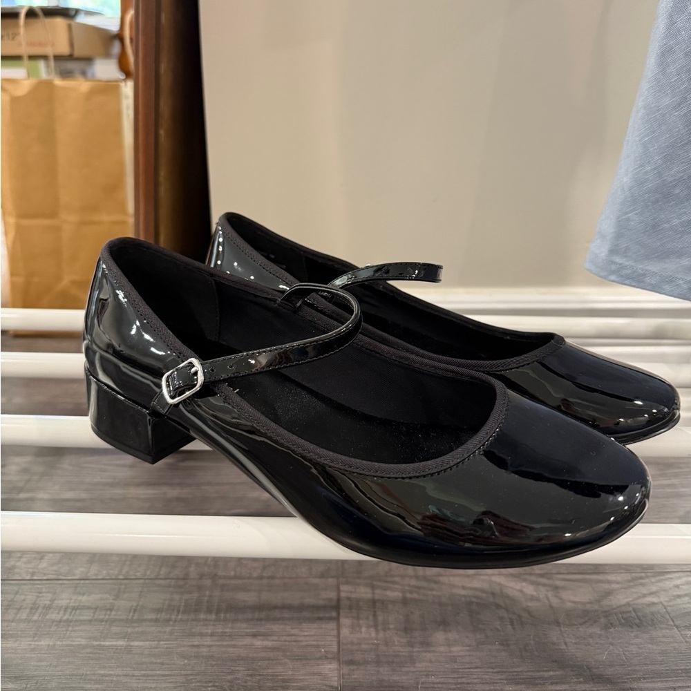 Madden Girl Shiny Black Mary Jane Flats